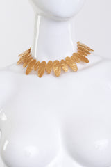 Vintage Biche de Bere Hammered Oval Necklace, Bracelet & Earrings Set necklace on mannequin @recess la