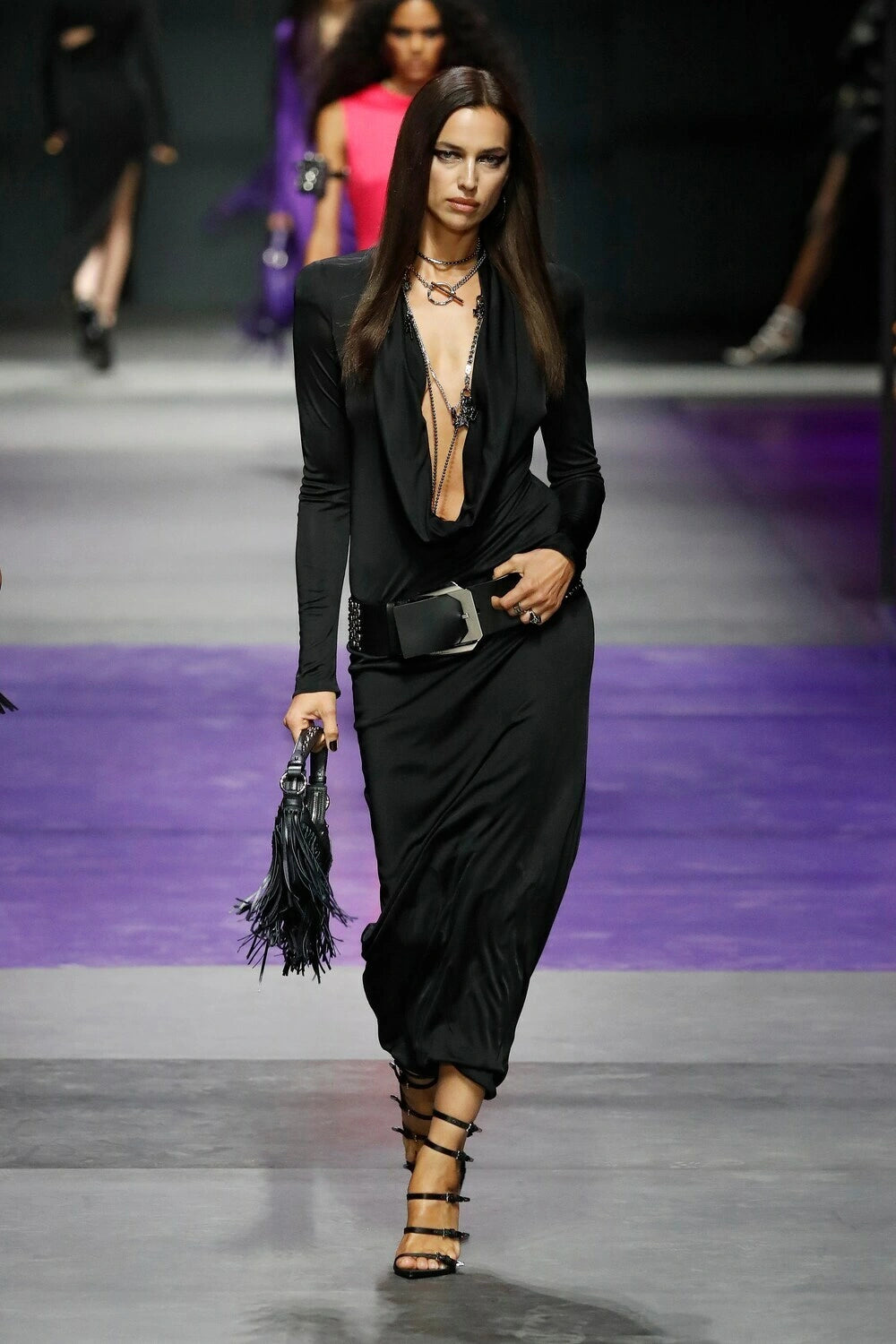 Versace 2023 S/S Cowl Neck Maxi Dress on model @RECESS LA 