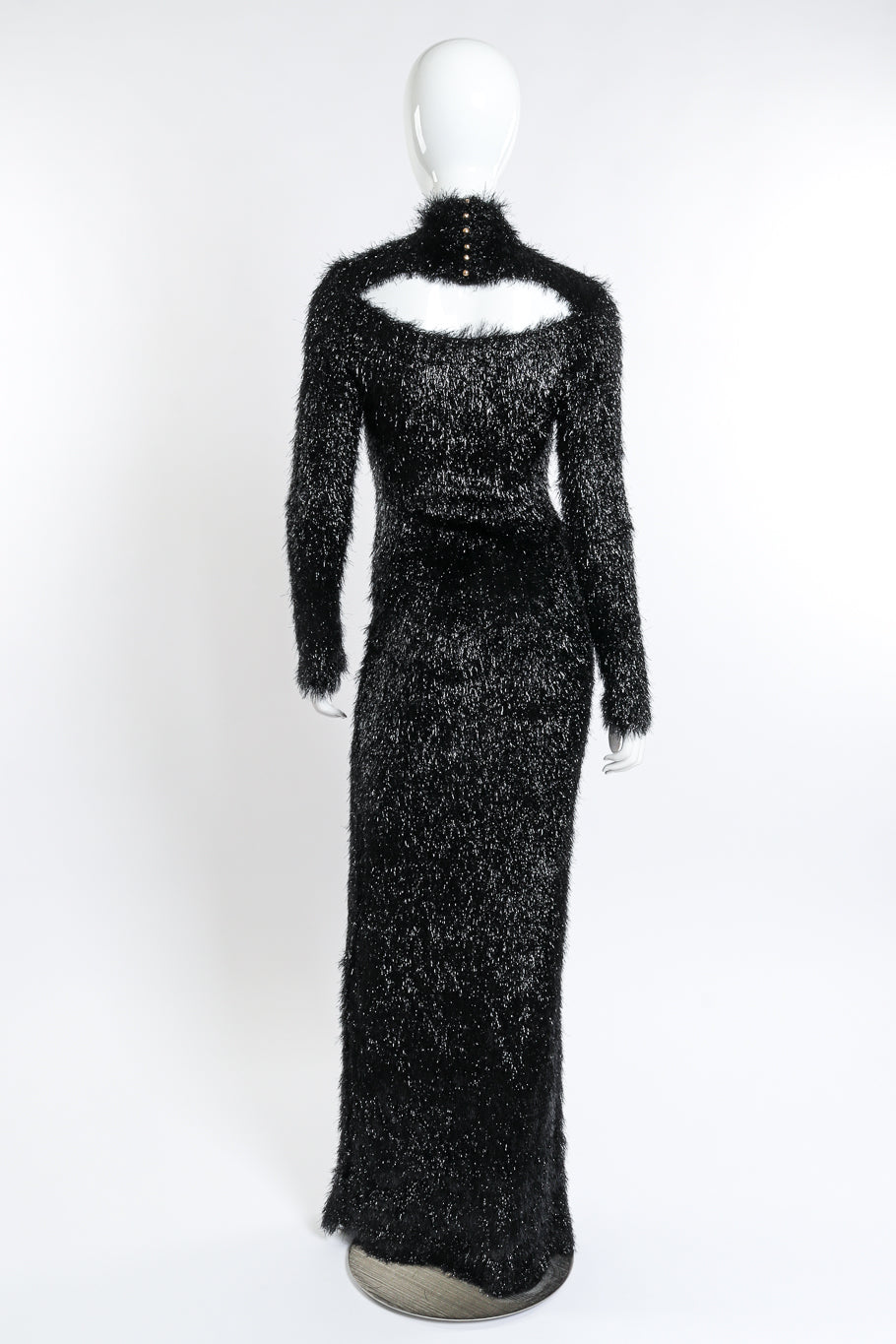 Paco Rabanne 2023 F/W Tinsel Long Sleeve Maxi Dress back on mannequin @recess la