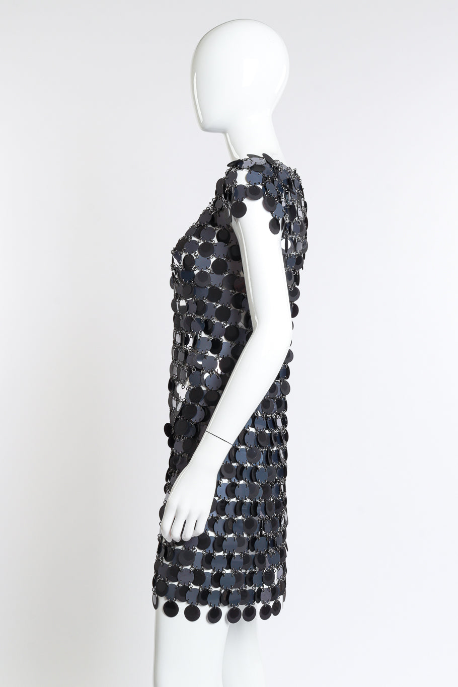 Paco Rabanne Disc Chain Mini Dress side on mannequin @recess la