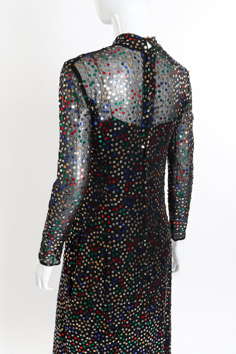 Sequin Overlay Sheath Dress on mannequin back close @recessla