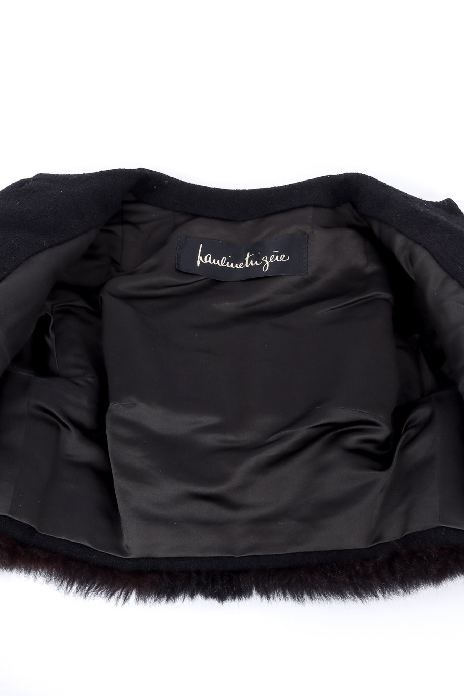 Vintage Pauline Trigere Cropped Fur Jacket view of lining @recessla