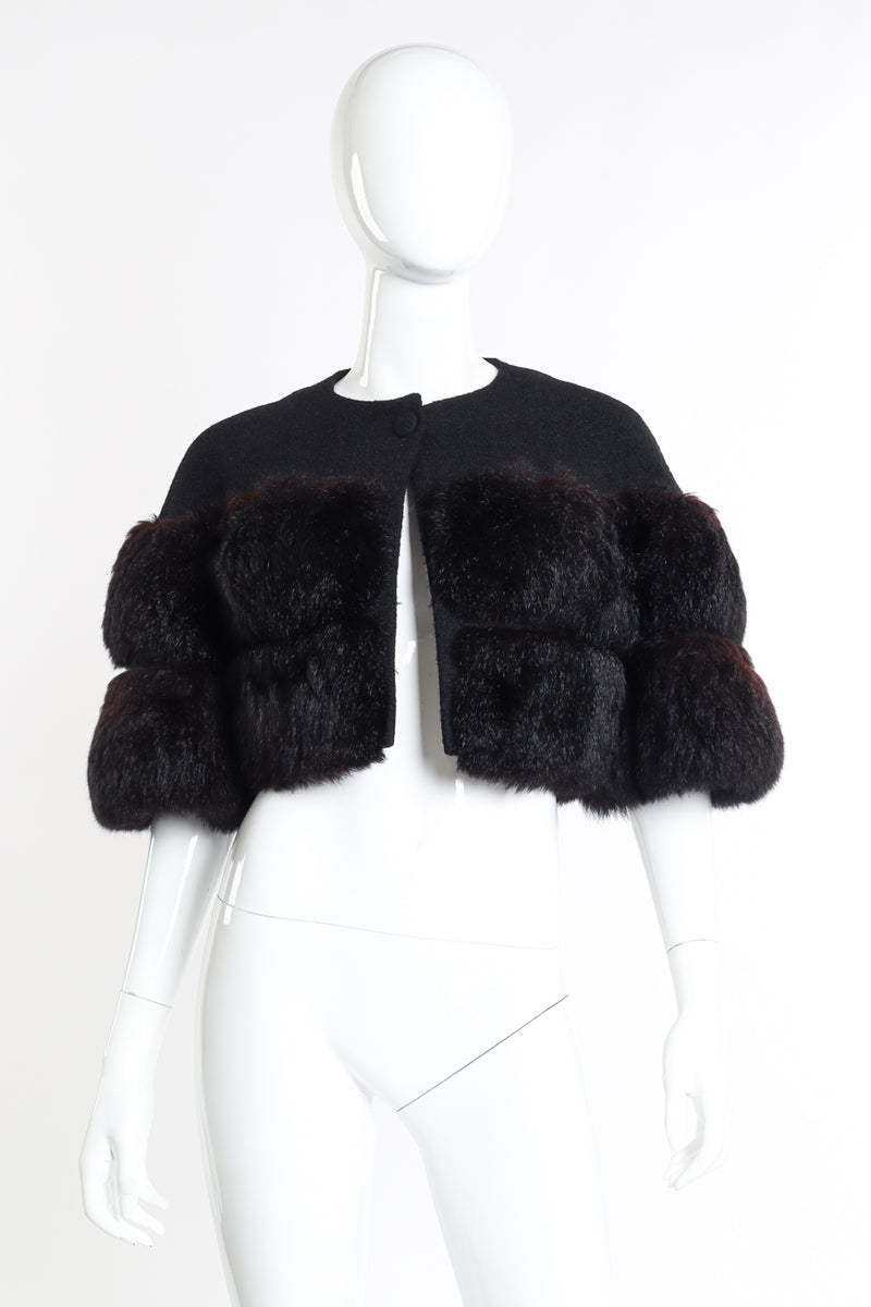 Vintage Pauline Trigere Cropped Fur Jacket front on mannequin @recessla