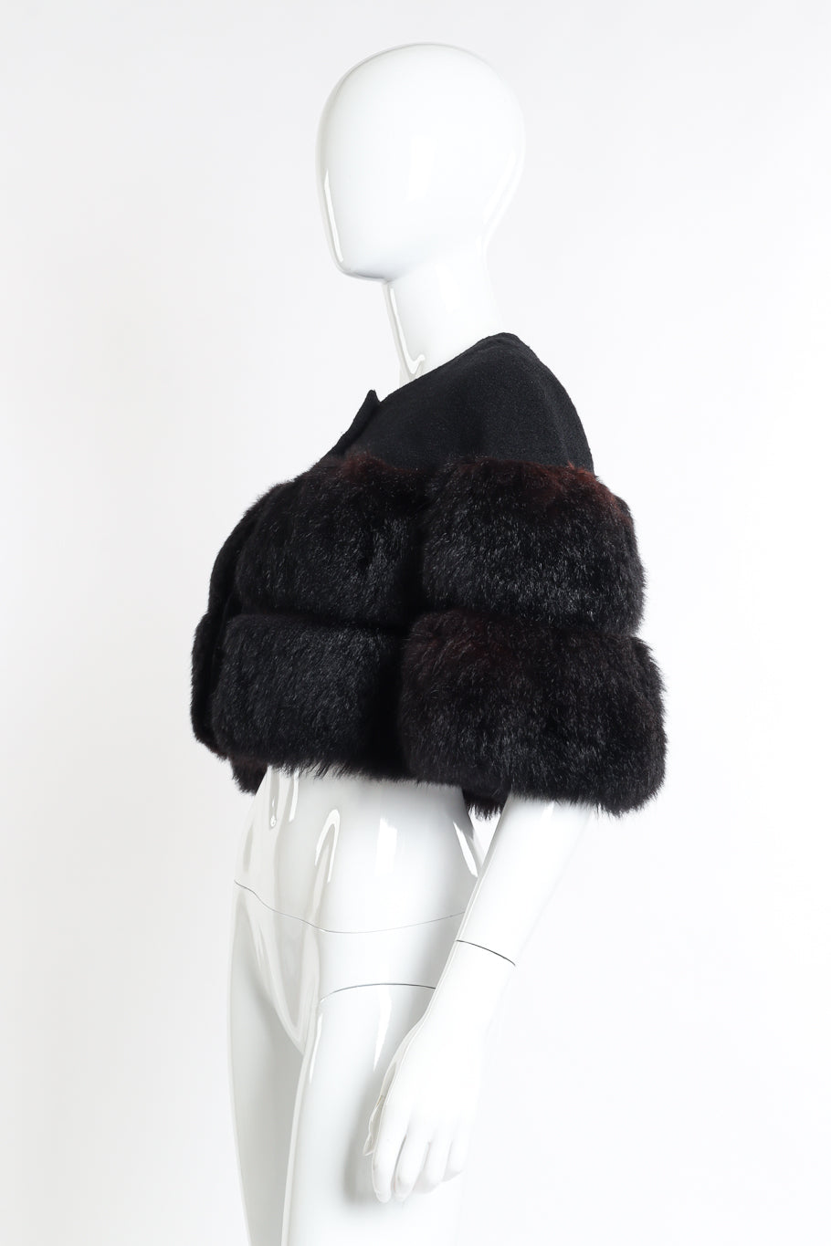 Vintage Pauline Trigere Cropped Fur Jacket side on mannequin @recessla