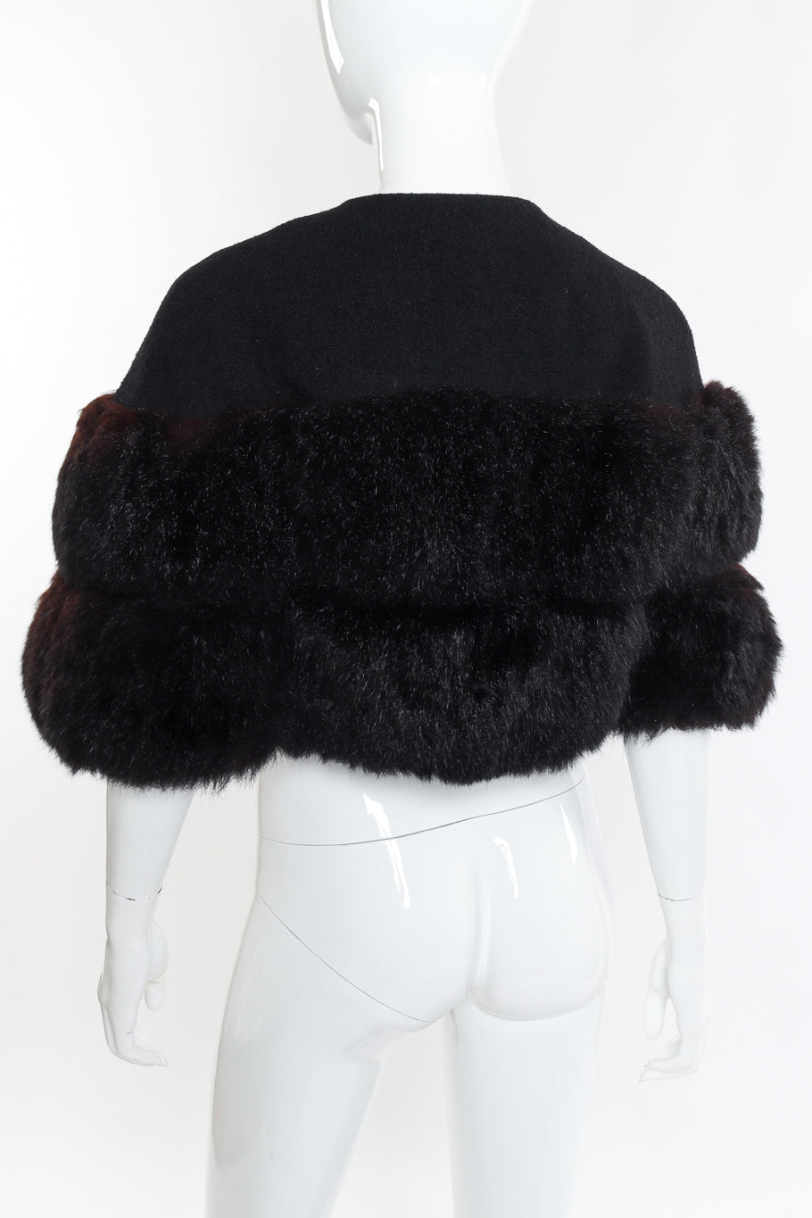 Vintage Pauline Trigere Cropped Fur Jacket back on mannequin closeup @recessla
