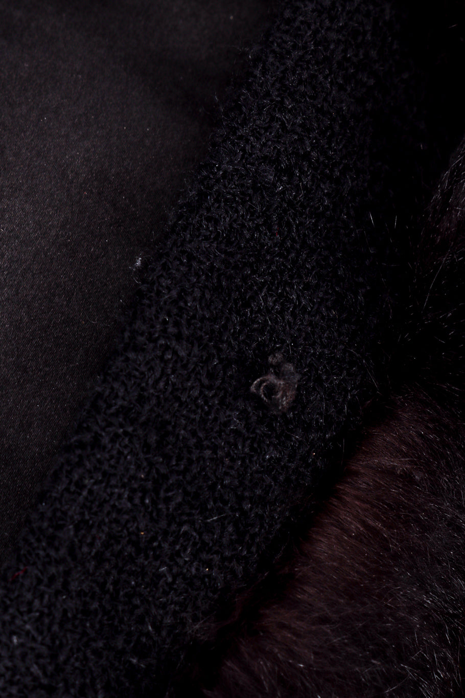 Vintage Pauline Trigere Cropped Fur Jacket missing button closeup @recessla