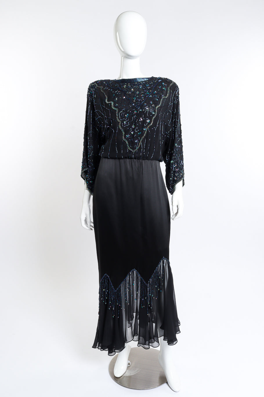 Vintage Pave Beaded Fringe Silk Dress – Recess
