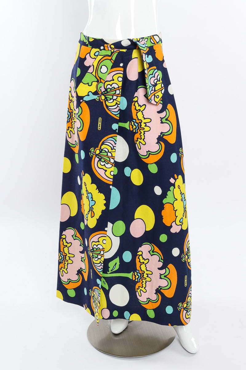 Vintage Peter Max Psychedelic Poppy Print Skirt front view on mannequin @Recessla