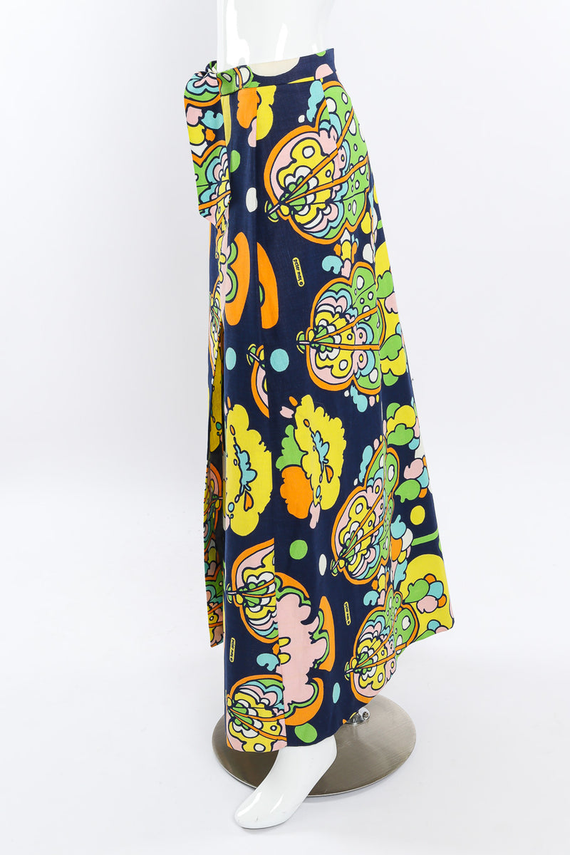 Vintage Peter Max Psychedelic Poppy Print Skirt side view on mannequin @Recessla