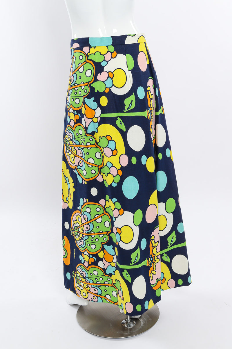 Vintage Peter Max Psychedelic Poppy Print Skirt back view on mannequin @Recessla