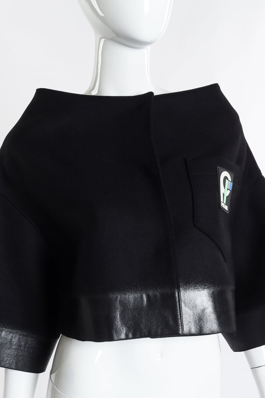 Prada 2018 F/W Cropped Wool Jacket front on mannequin closeup @recess la