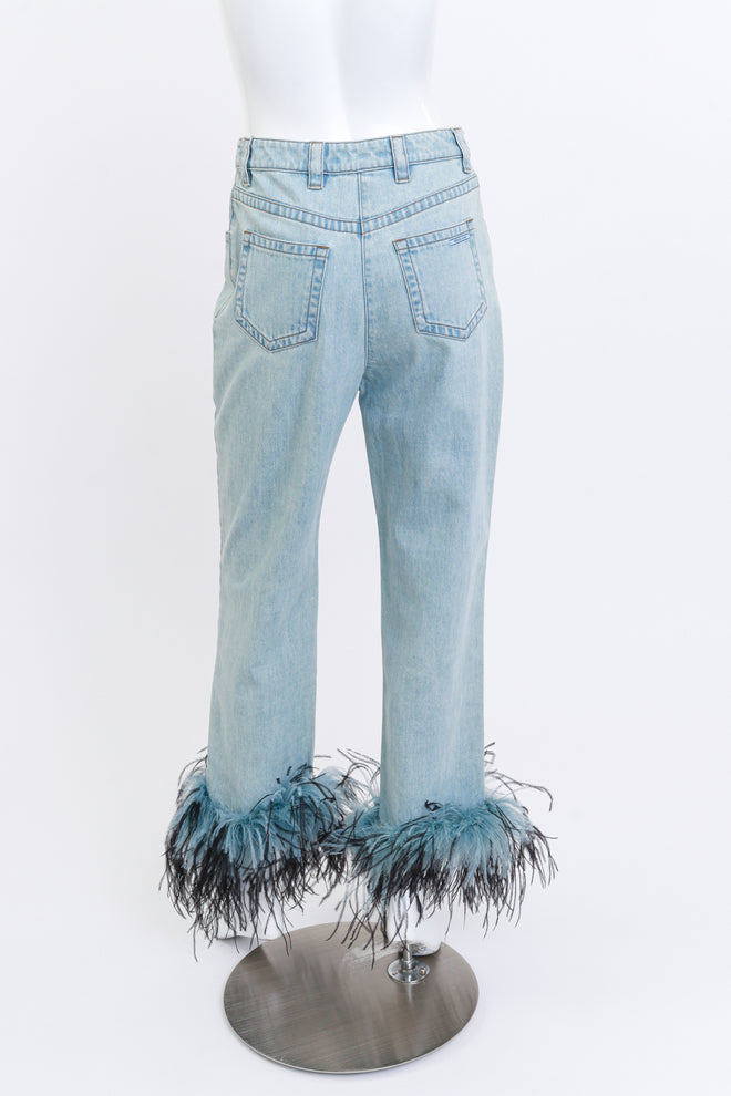 Prada Ostrich Feather Denim Pant back on mannequin @recess la