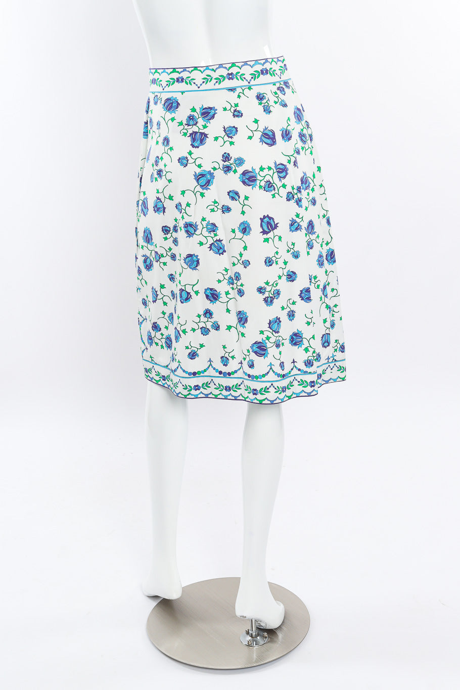 Vintage Emilio Pucci Zip up A-line Skirt back view on mannequin @Recessla