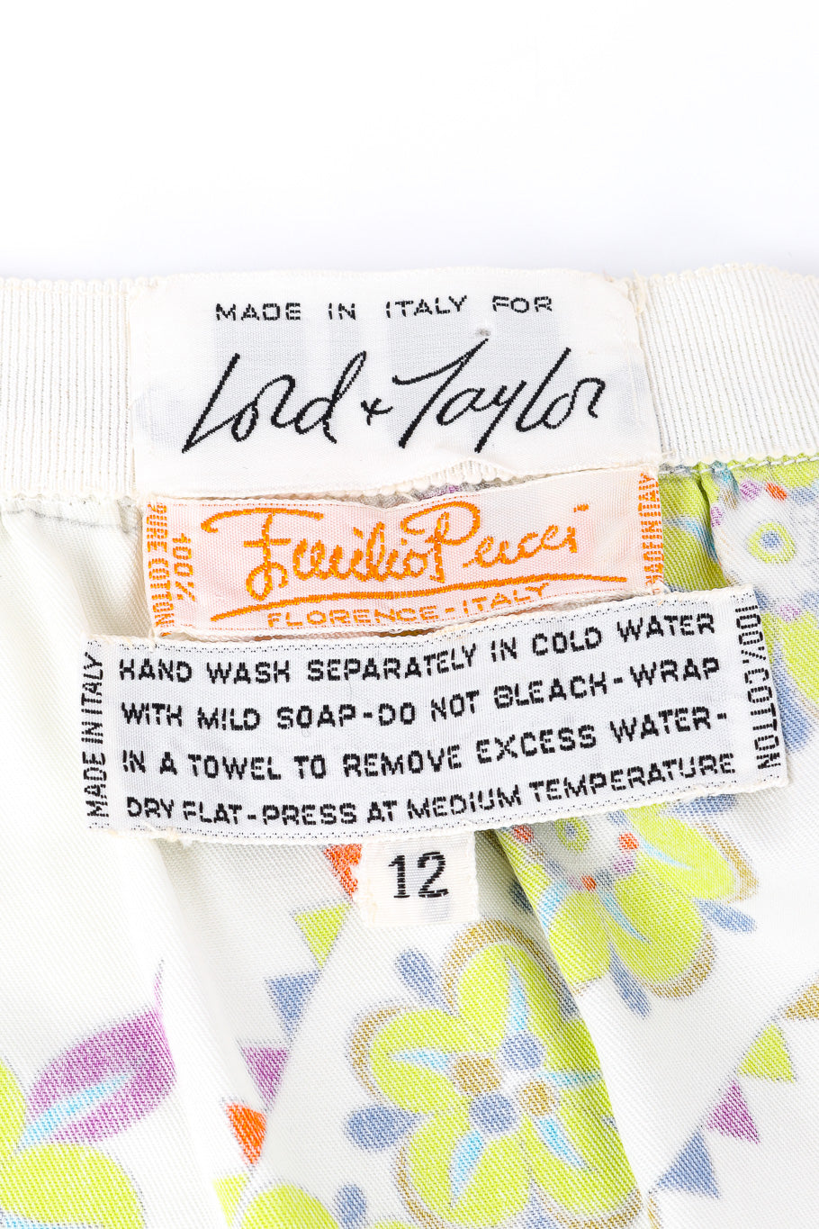 Vintage Emilio Pucci Buttercups A-line Skirt label closeup @Recessla