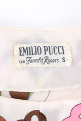 Vintage Emilio Pucci for Formfit Rogers floral fan short sleeve slip dress flat lay detail of Pucci label @Recess LA