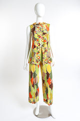 Vintage Emilio Pucci ruffle tunic high waisted trouser set front view as seen on mannequin @RECESS LA