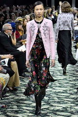Floral Velvet Keyhole Dress by Paco Rabanne on model on 2019 runway
