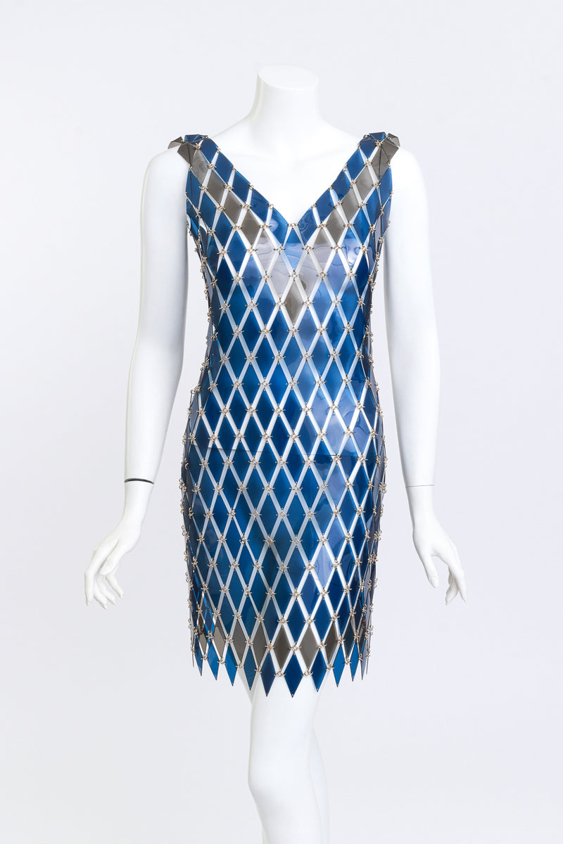 Paco Rabanne Plastic Diamond Link Dress front on mannequin @recess la