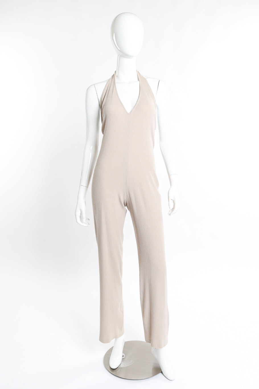 Vintage Pamela Dennis Wool Halter Jumpsuit front on mannequin @recess la