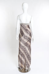 Vintage Pamela Dennis Beaded Bias Snake Print Dress back on mannequin @recess la