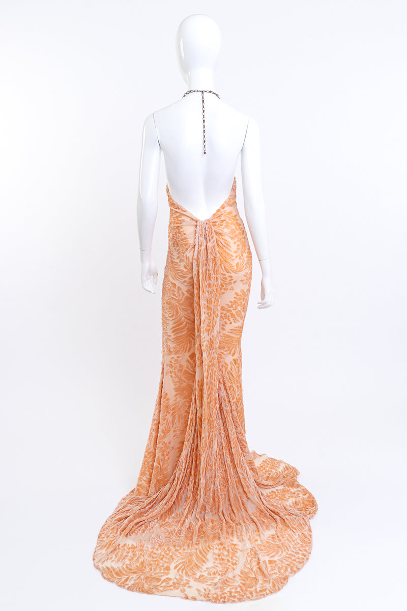 Pamela Dennis Botanical Burnout Chain Halter Gown on mannequin @RECESS LA