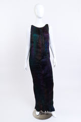 Vintage Charles & Patricia Lester Long Pleated Silk Dress front on mannequin @recess la