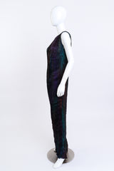 Vintage Charles & Patricia Lester Long Pleated Silk Dress side on mannequin @recess la