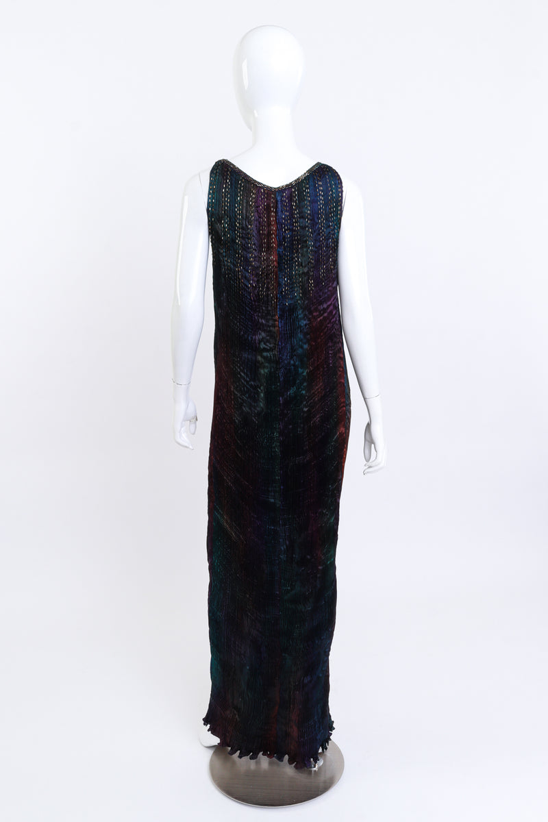 Vintage Charles & Patricia Lester Long Pleated Silk Dress back on mannequin @recess la