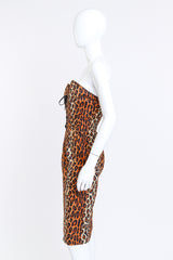 Vintage Patrick Kelly Strapless Leopard Bustier Dress side on mannequin @recess la