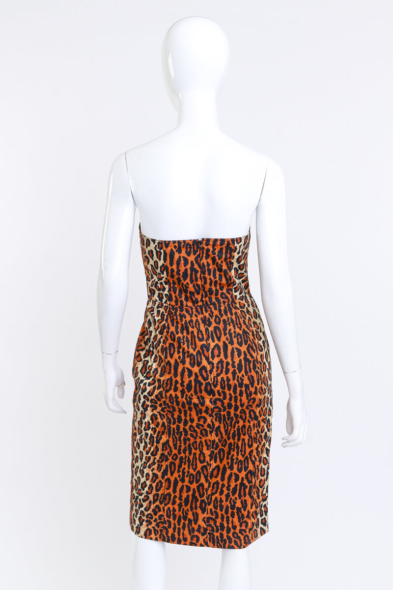 Vintage Patrick Kelly Strapless Leopard Bustier Dress back on mannequin @recess la