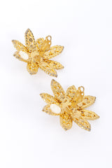 Vintage Marie Ferrá Pearl & Rhinestone Flower Earrings clips @RECESS LA