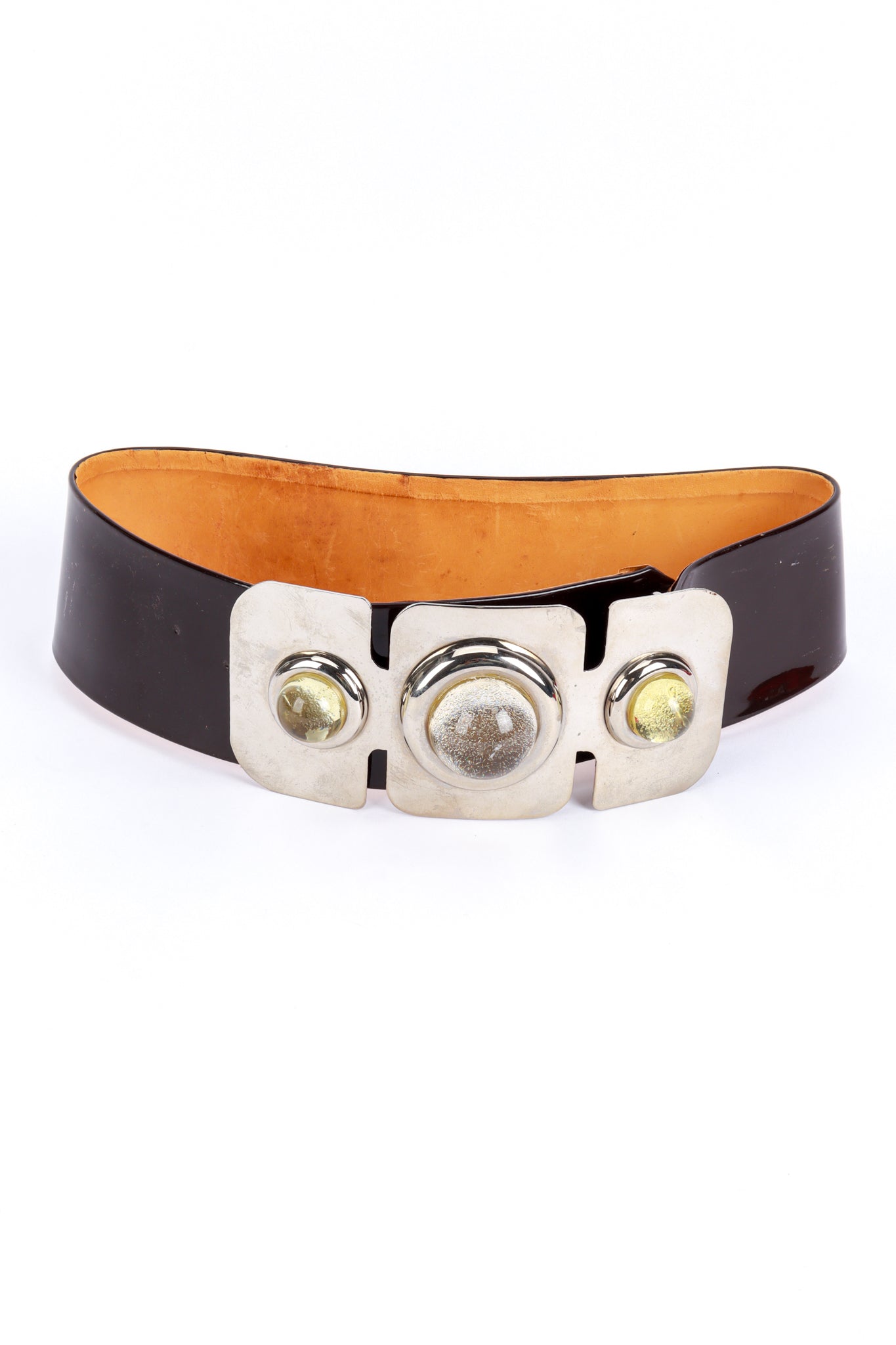 brown Sculptural Buckle Belt by Pierre Cardin standing @recess LA