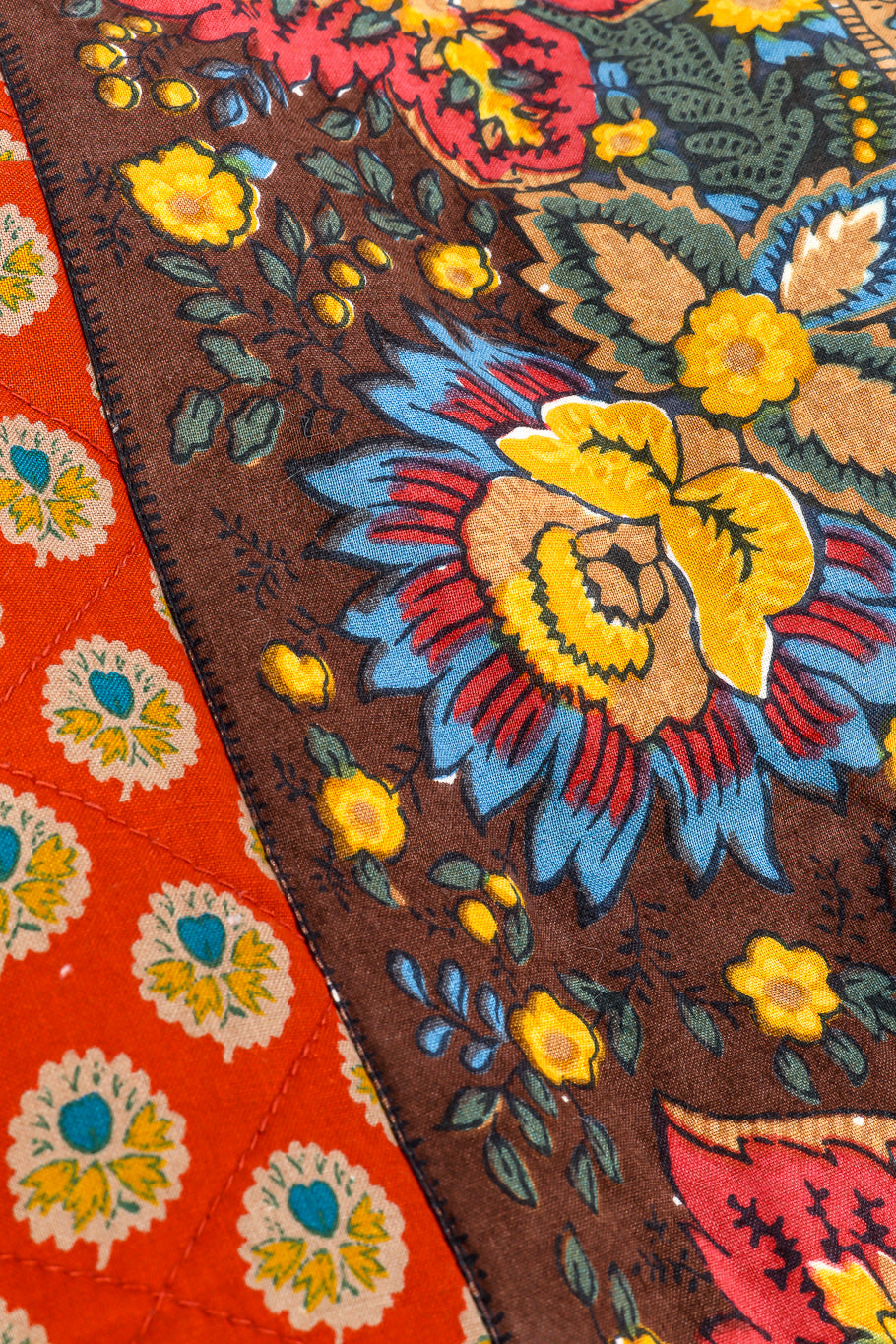 Batik print quilted jacket by La Provence flat lay fabric close @recessla