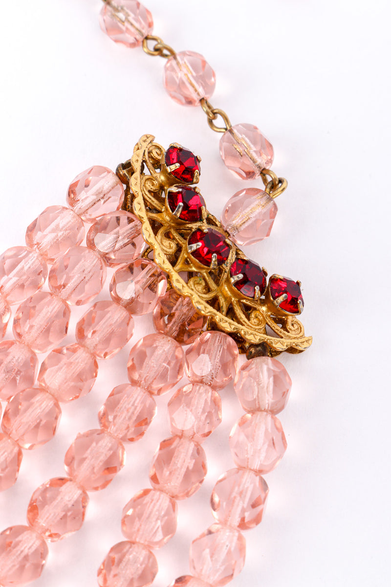 Vintage Miriam Haskell Beaded Bib Collar Necklace end charm closeup @recesssla