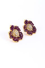 Vintage Prince Kamy Yar Crystal Flower Earrings 3/4 front view @recessla