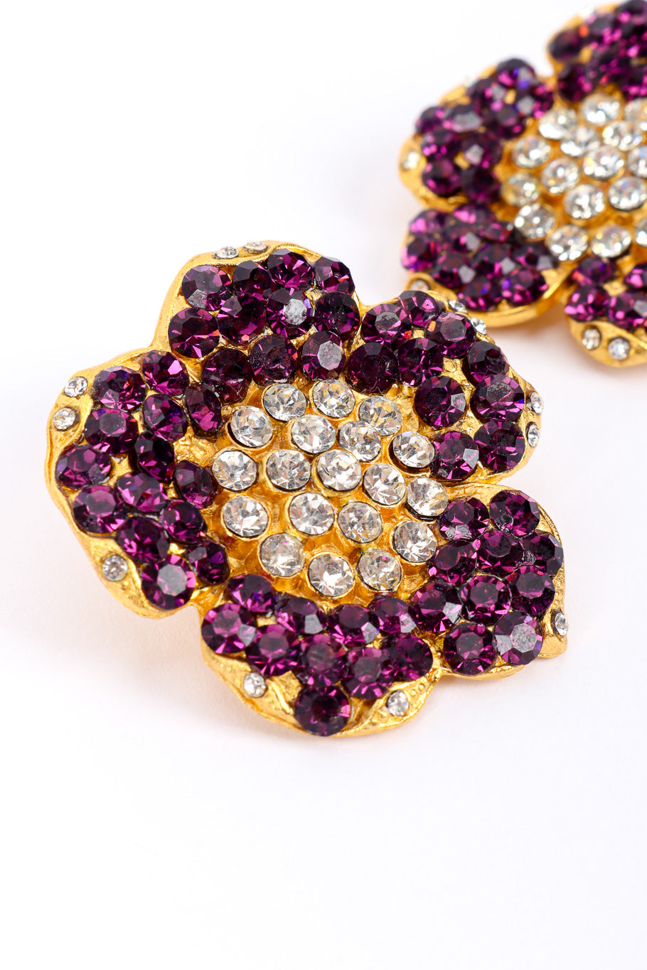 Vintage Prince Kamy Yar Crystal Flower Earrings crystal closeup @recessla