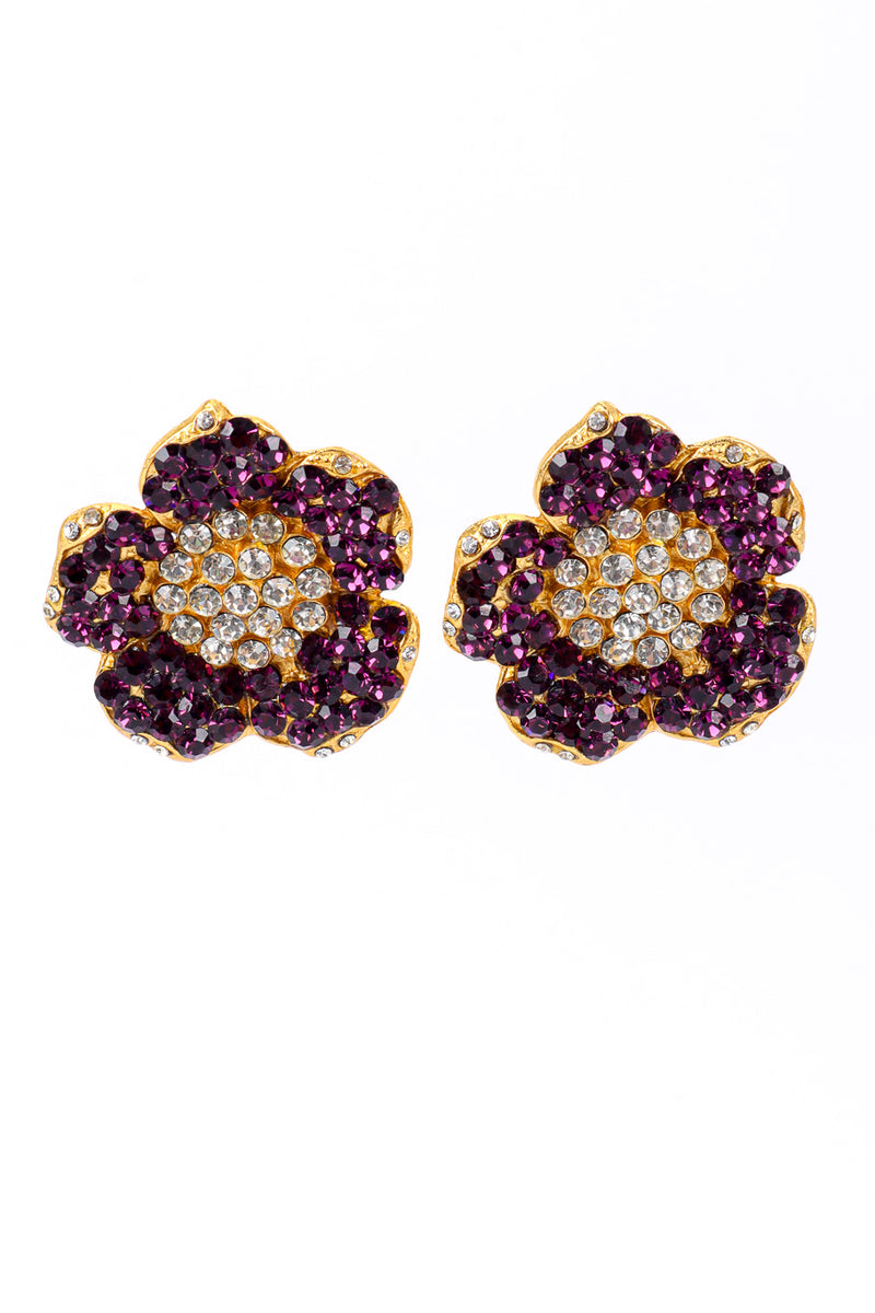 Vintage Prince Kamy Yar Crystal Flower Earrings front view @recessla