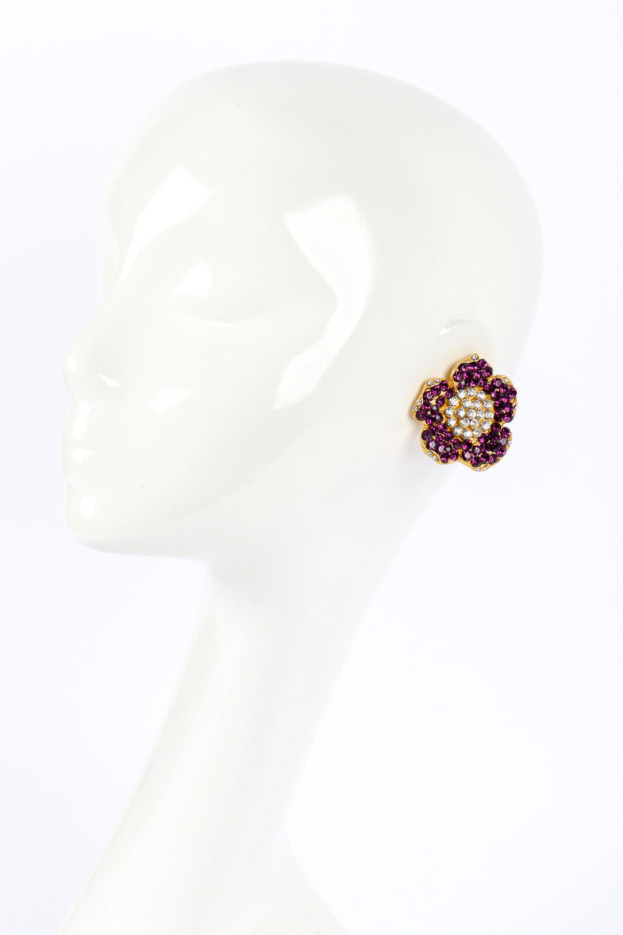 Vintage Prince Kamy Yar Crystal Flower Earrings on mannequin @recessla