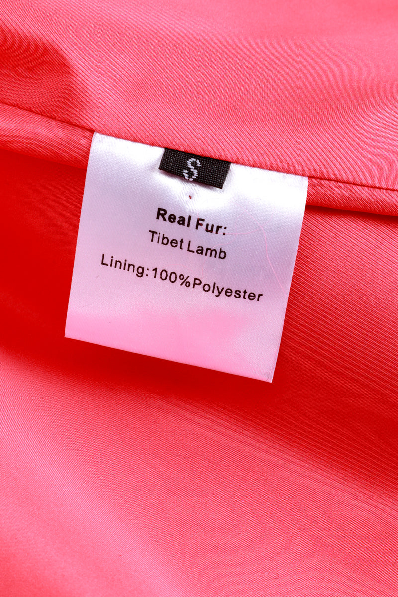 Coral Mongolian Fur Jacket content label @recess la