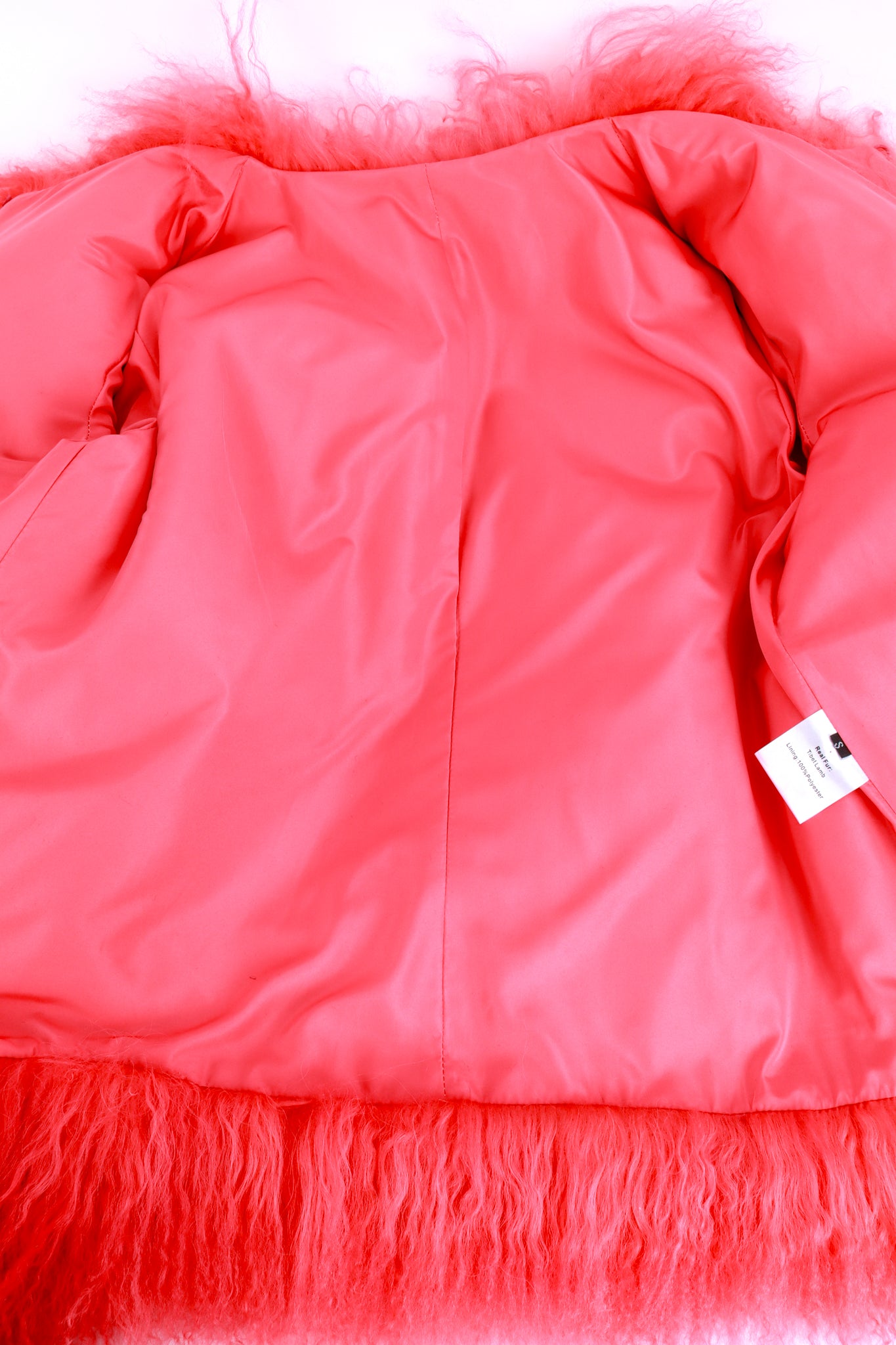 Coral Mongolian Fur Jacket lining @recess la