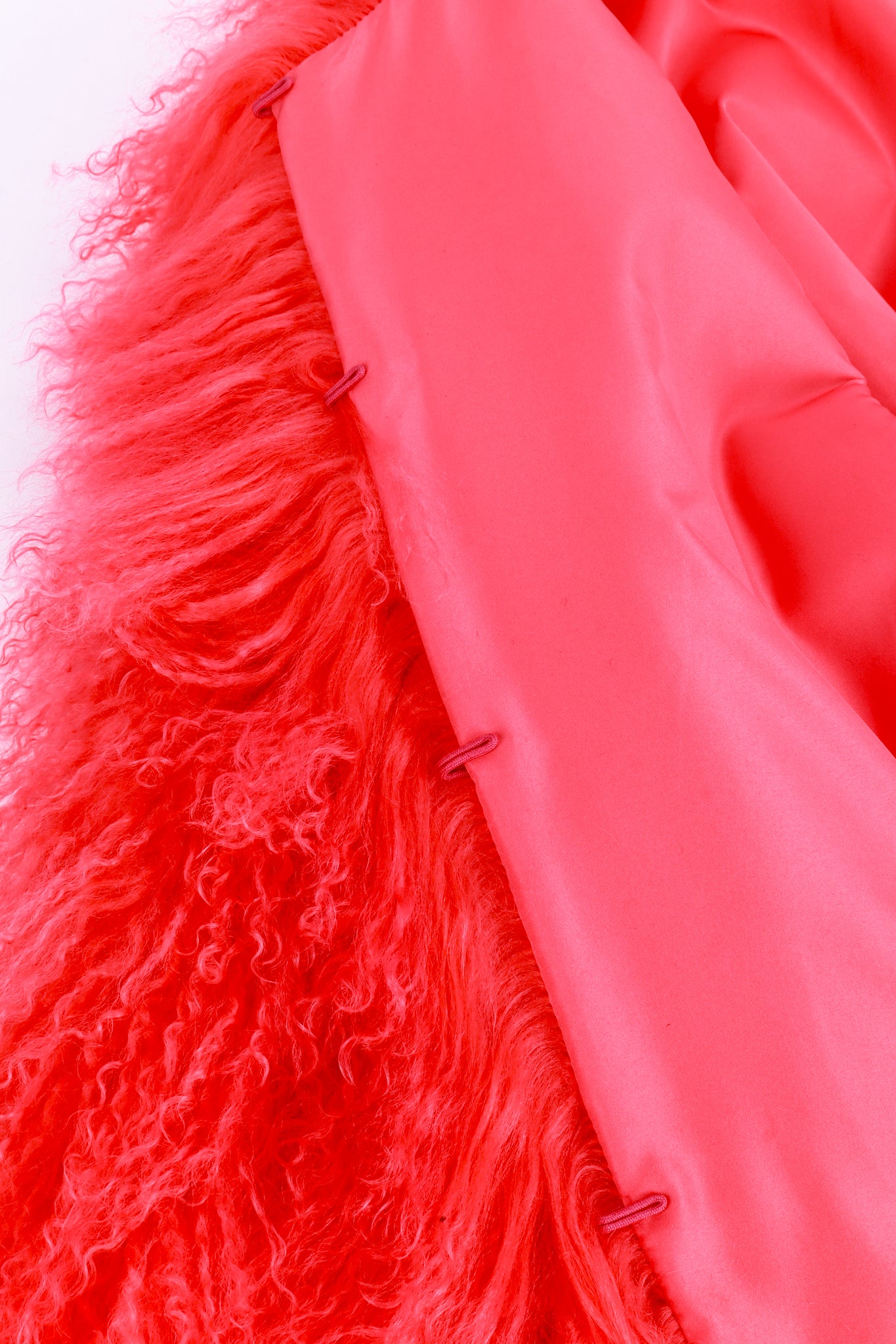 Coral Mongolian Fur Jacket hook detail @recess la