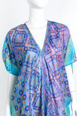 Vintage Profils du Monde Paisley Silk Caftan front on mannequin closeup @recess la