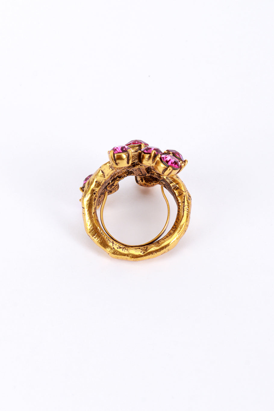 Vintage Oscar de la Renta Fuchsia Crystal Branch Wrap Ring view of half ring @recess la