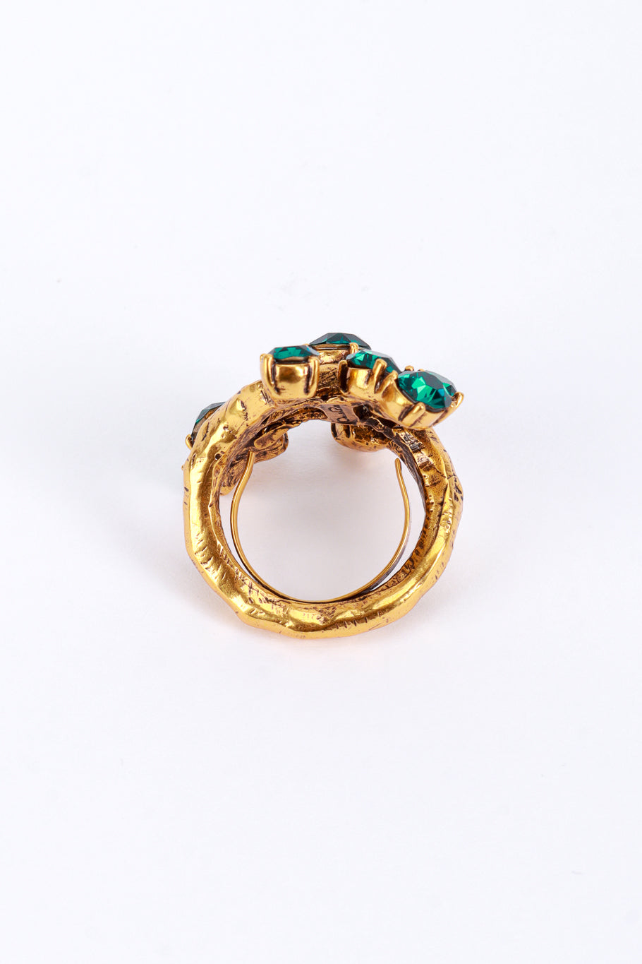 Vintage Oscar de la Renta Emerald Crystal Branch Wrap Ring view of half ring @recess la