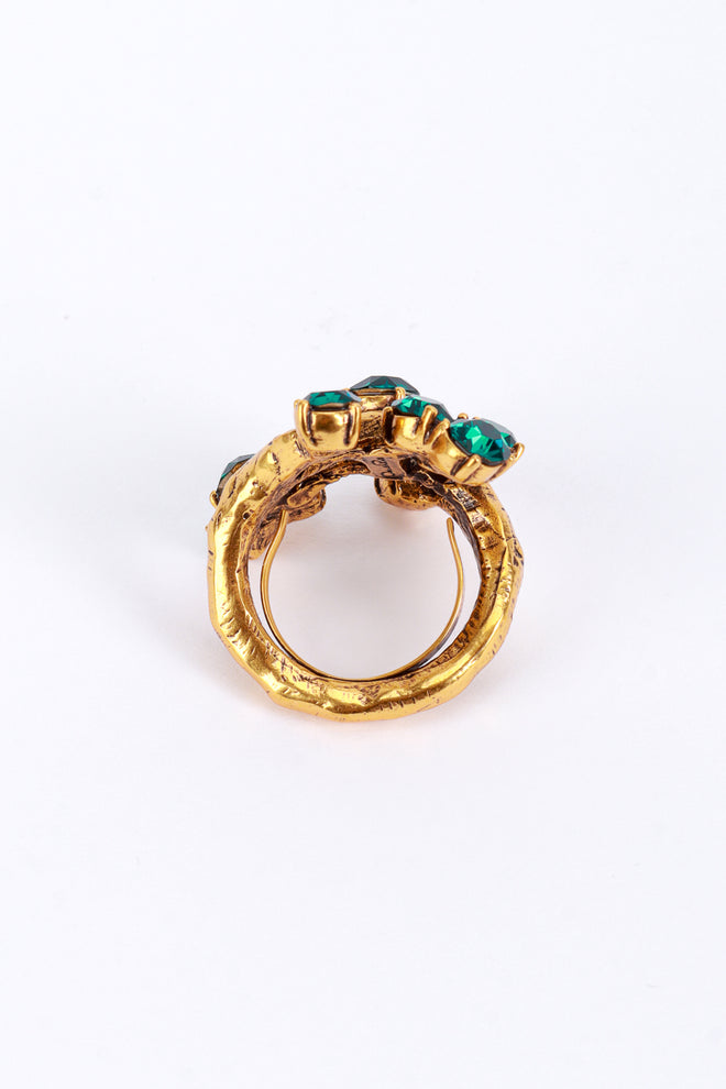 Vintage Oscar de la Renta Emerald Crystal Branch Wrap Ring view of half ring @recess la