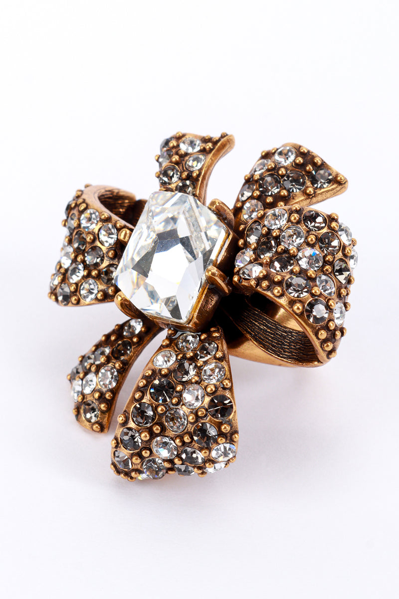 Vintage Oscar de la Renta Two-Tone Crystal Pinwheel Bow Ring detail @recess la