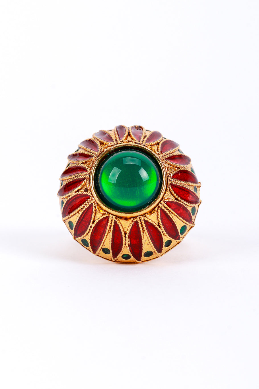 Vintage Oscar de la Renta Byzantine Cabochon Ring front @recess la