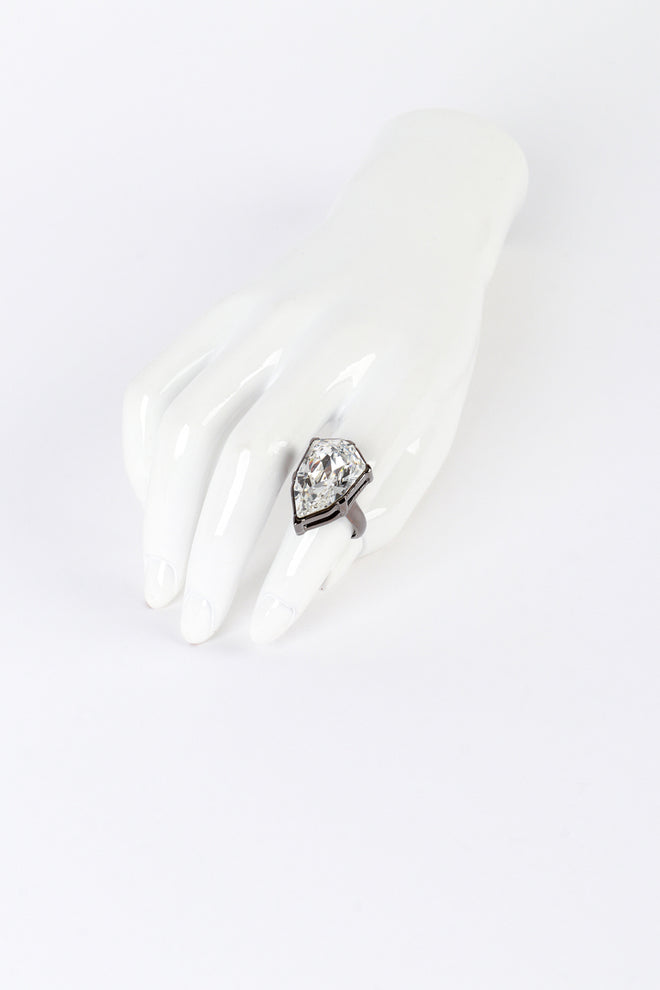 Vintage Oscar de la Renta Crystal Nugget Cocktail Ring on mannequin hand @recess la