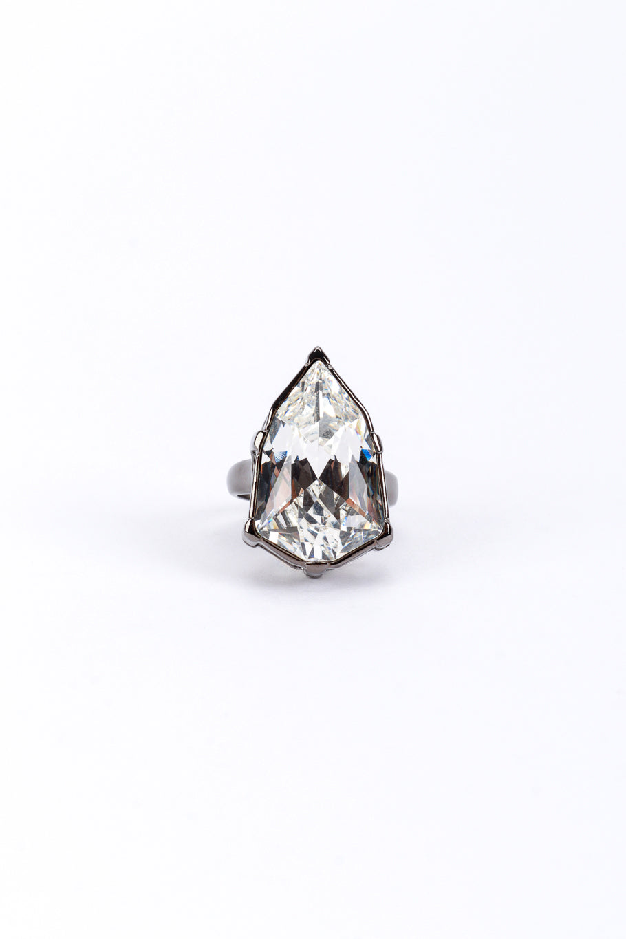 Vintage Oscar de la Renta Crystal Nugget Cocktail Ring front @recess la