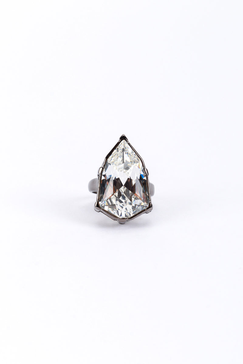 Vintage Oscar de la Renta Crystal Nugget Cocktail Ring front @recess la